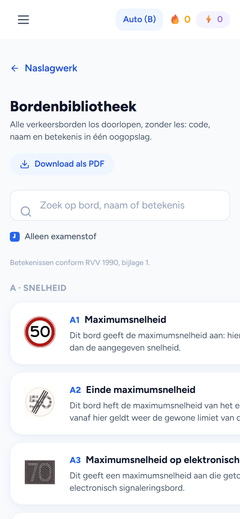 Alle officiële borden